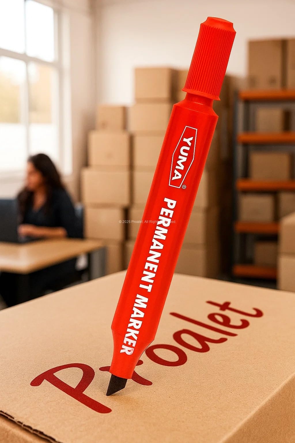 Proalet Yuma Koli Kalemi, Alkol Bazlı Mürekkep, 3 mm Yuvarlak Uçlu, Permanent Marker, Tüm Yüzeyler İçin, Suya Dayanıklı, Hızlı Kuruyan, Endüstriyel Kalem (Kırmızı, Adet, 1)