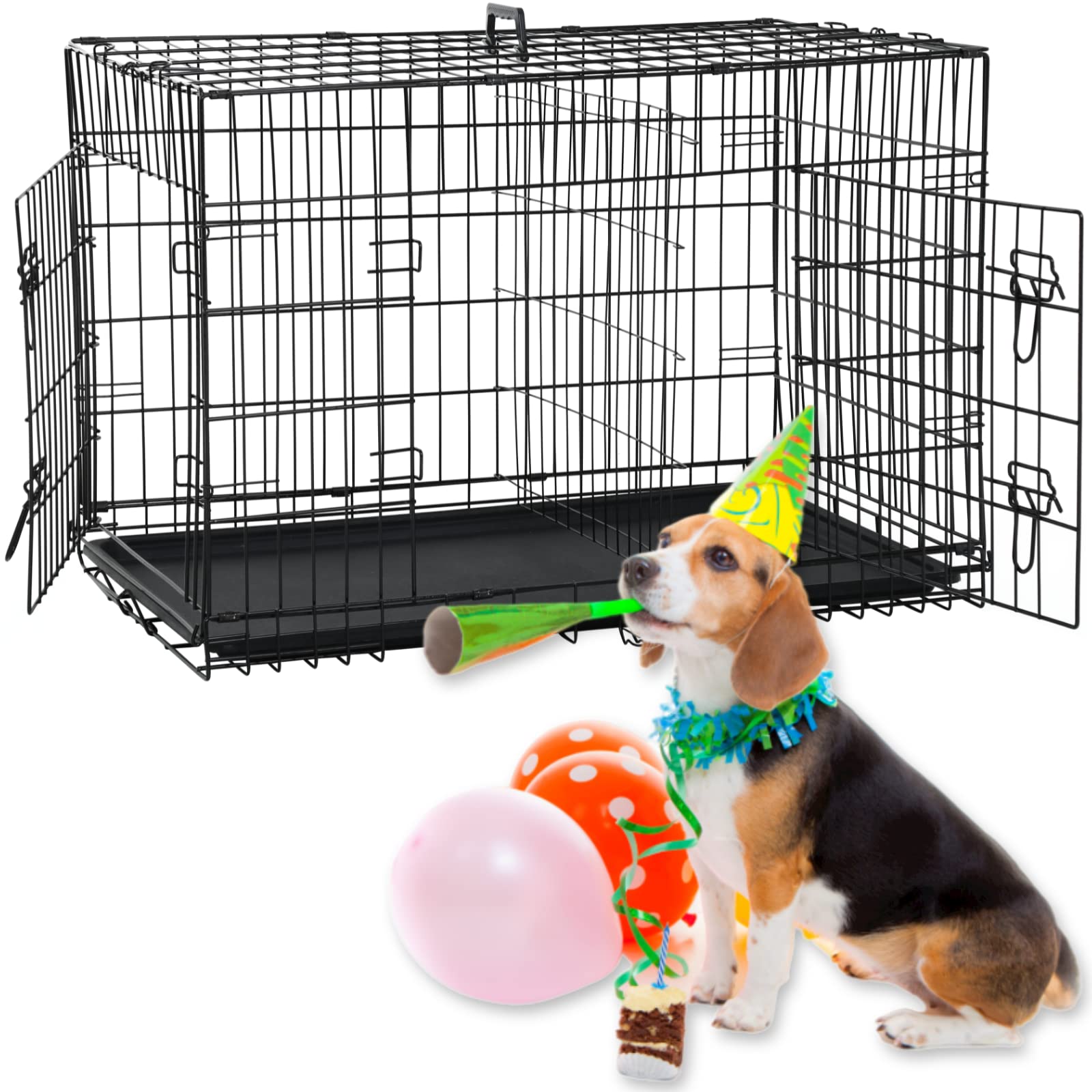 Buy Large Dog Crate Kennel 48 Inch Metal Wire Dog Crate, DoubleDoor