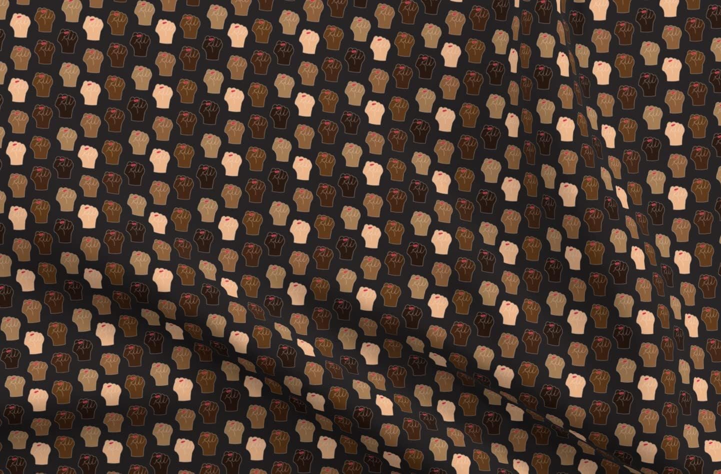 Spoonflower Fabric - Black Lives Matter Small Scale Power Hands Printed on Petal Signature Cotton Fabric by The Yard - Sewing Quilting Apparel Crafts Decor