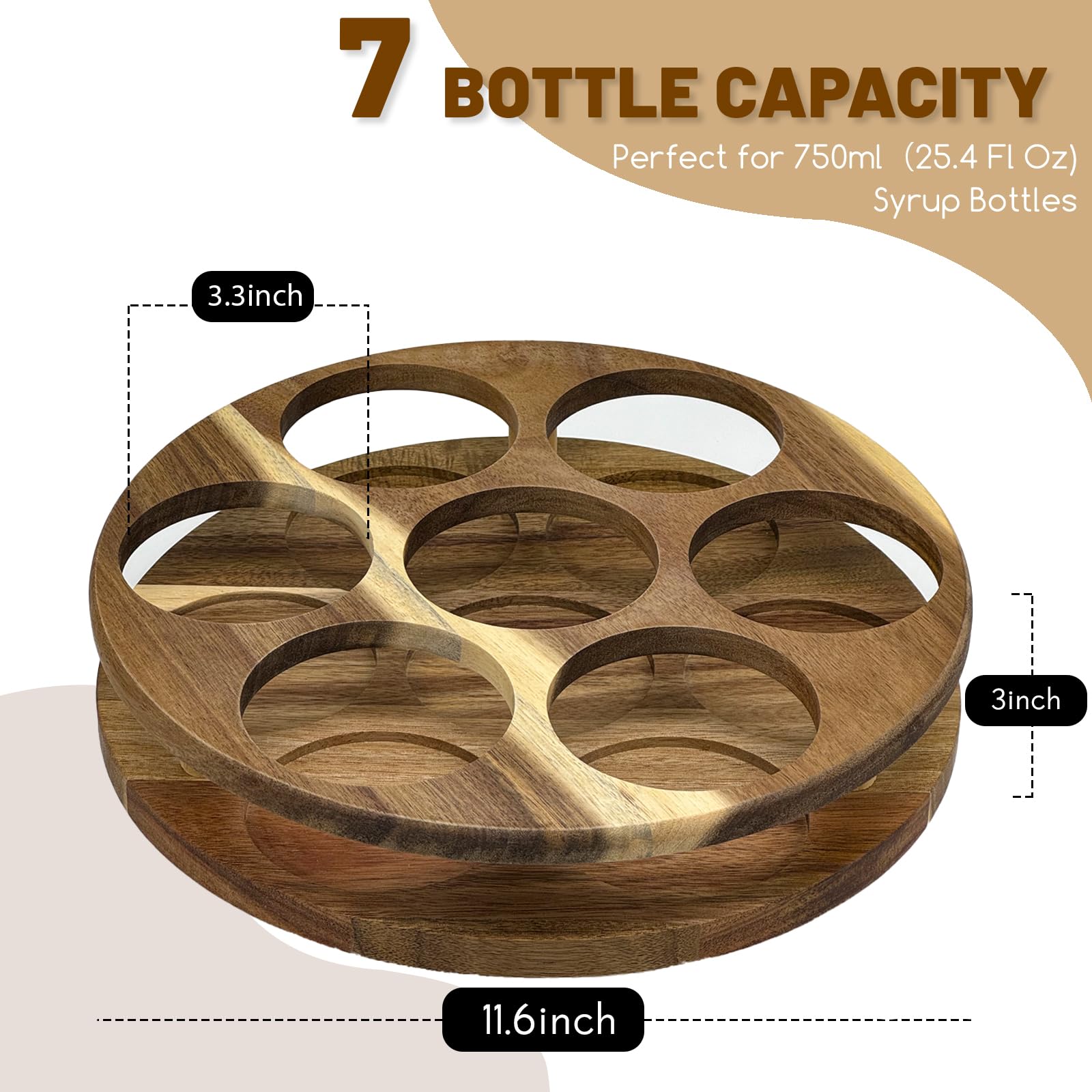 Snapklik.com : Coffee Syrup Organizer Rack, 7 Bottles Capacity Acacia ...