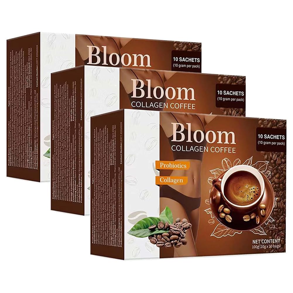 Bloom Coffee Collagen from Japan, Nutritionist Recommended, Pure Organic Coffee Collagen for Women and Men (3Boxes)