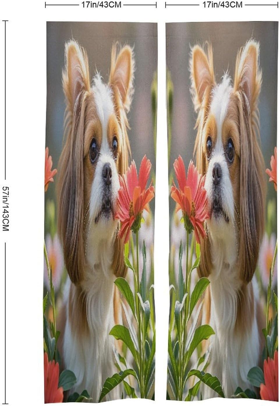 Shih Tzu Dog and Flowers Door Curtain Printed Doorway Noren Japanese Style Doorway Room Divider Curtains for Privacy Partition Divider Kitchen Home Decorations Wall Hanging