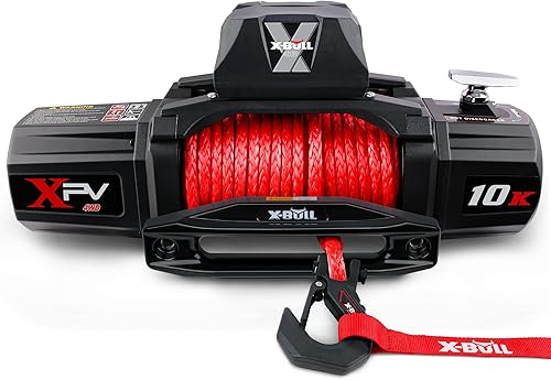 X-BULL Winch-Kit de cabrestante eléctrico de capacidad de carga de 10,000 libras -Cabrestante de cuerda sintética de 12V, Cabrestante eléctrico