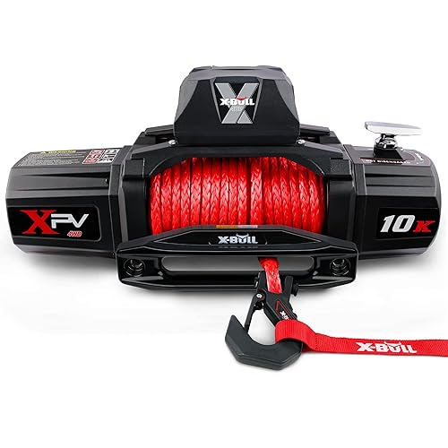 X-BULL Winch-10000 lb. Load Capacity Electric Winch Kit -12V Synthetic