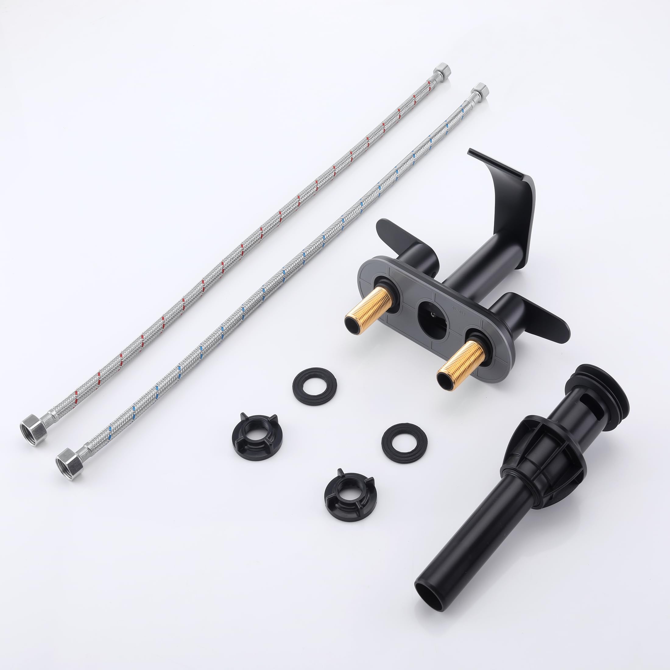 4 inch Centerset Bathroom Faucets Black Matte Jodulos 2 Handle Waterfall Bathroom Sink Faucet with Pop Up Drain — view 7