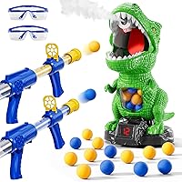 NIPLOOOW Dinosaur Shooting Target Toy for Kids 3-8: Movable Dino with 2 Air Pump Launchers, Foam Balls, LCD Scoreboard - Interactive Game Gift