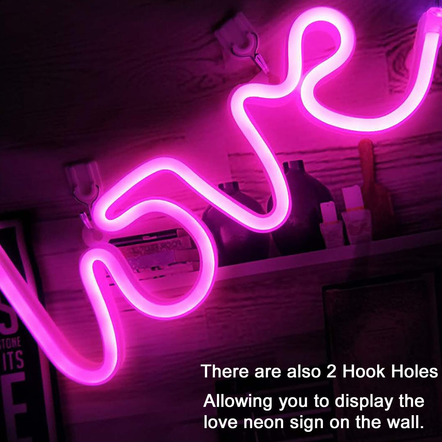 YIVIYAR LED LOVE Neonlicht - Rosa Neon Schild Für Wand, Mit USB & Batterie-Betrieb