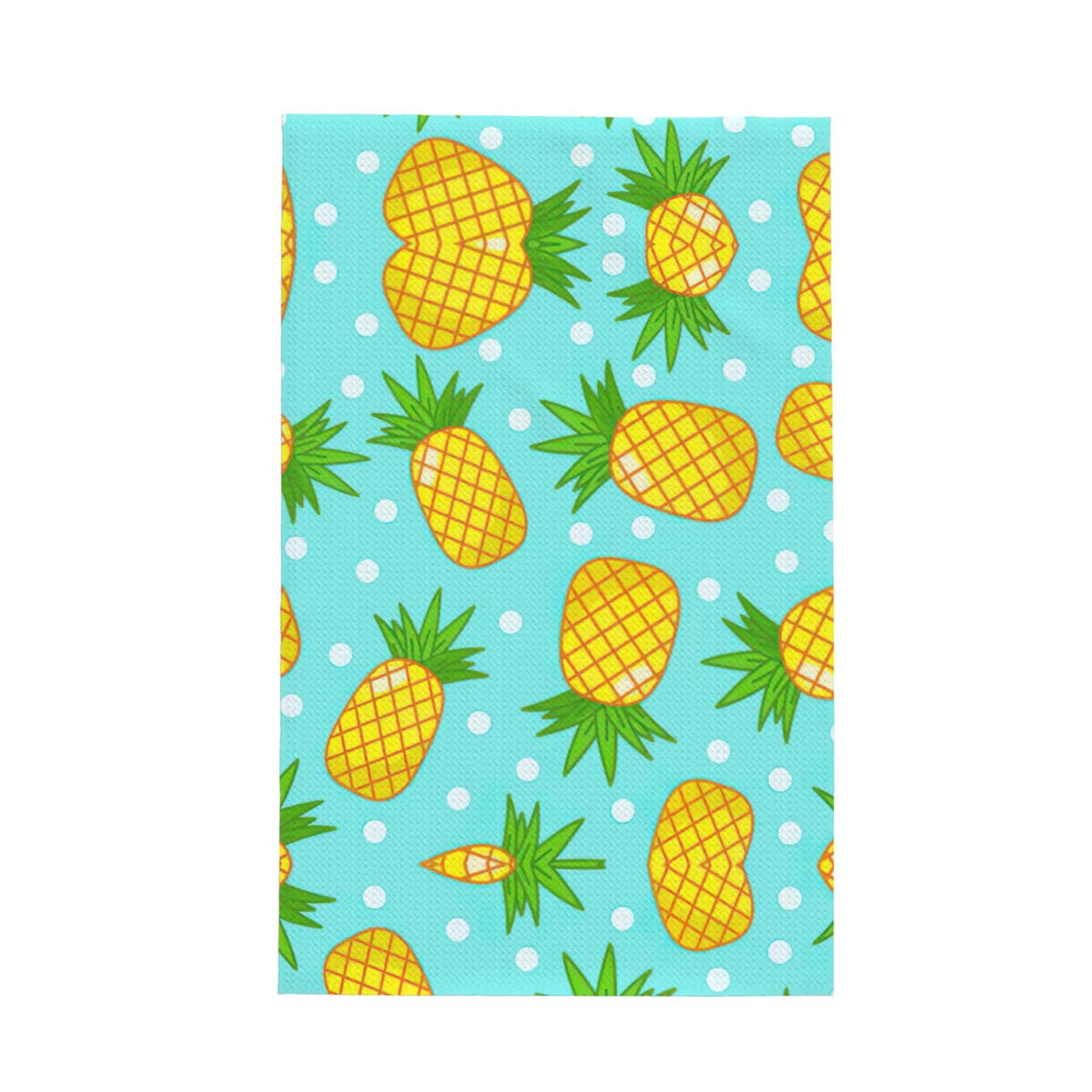 Xxahnbm Black Fresh Pineapple Print Waffle Kitchen Towel,Absorbent Hand Towel