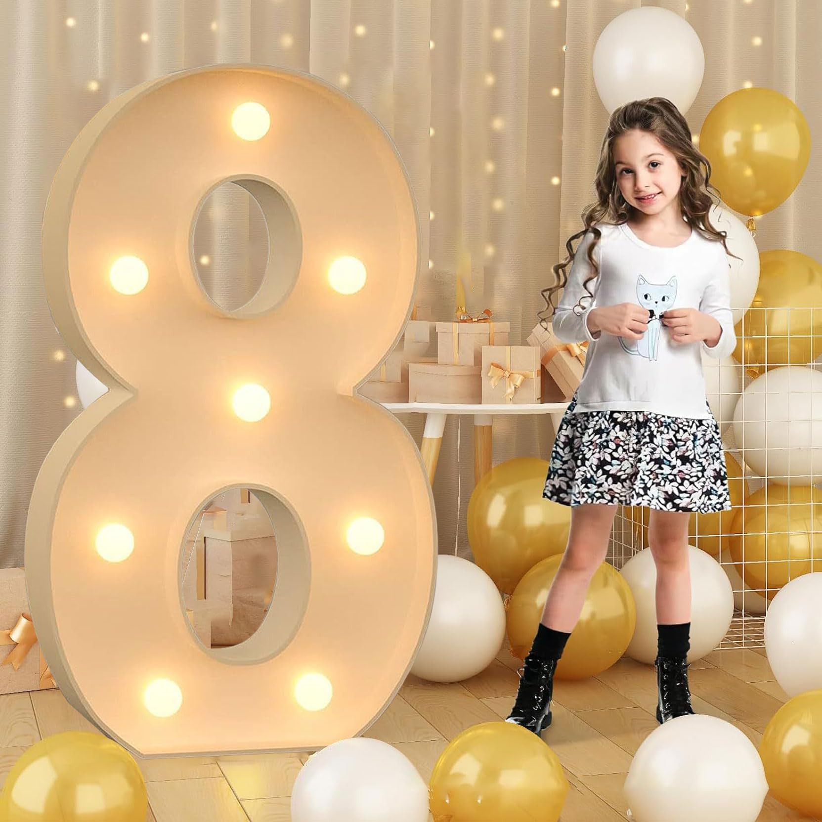 100cm-3.3ft Giant LED Light Up Numbers 8, Mosaic Marquee Light Up Sign, LED Number Lamps for Valentine's Day Birthday Christmas New Year