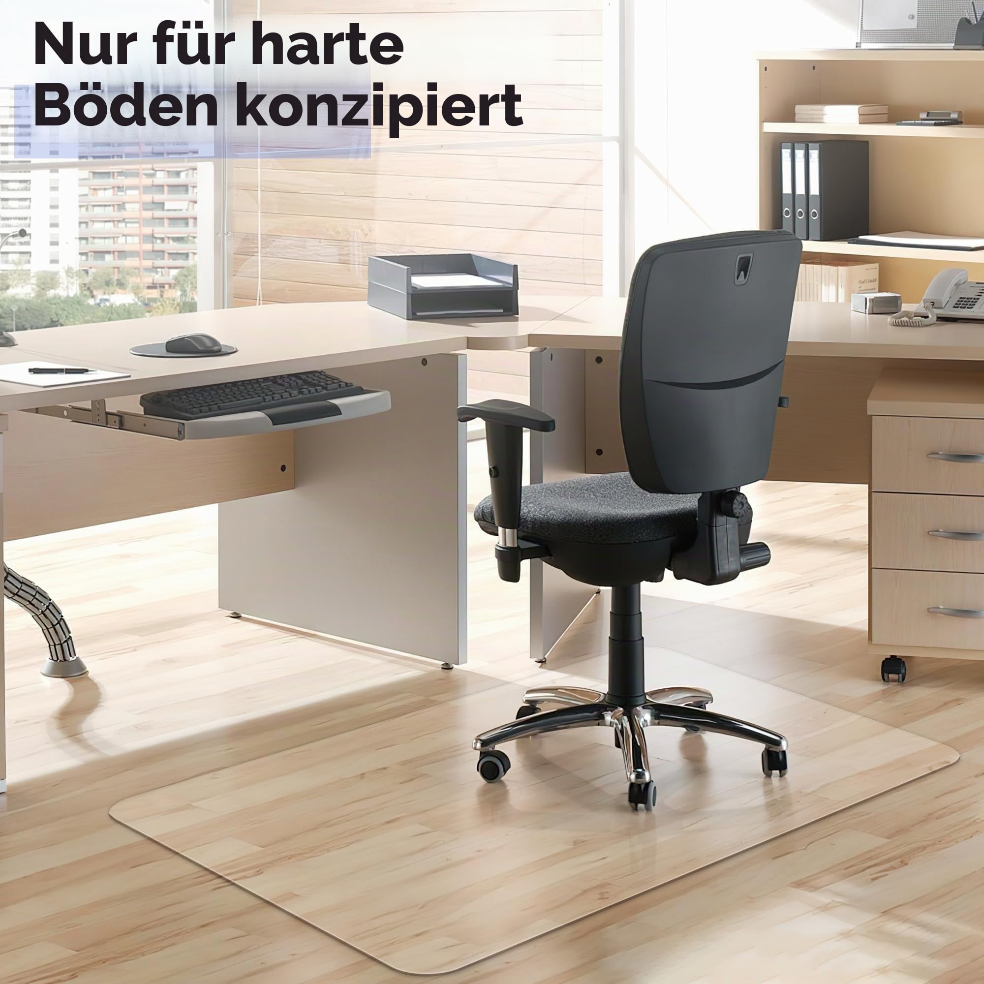 LeapYouth Premium-Bürostuhl-Matte für Hartholzböden, 91,4 x 121,9 cm, transparenter Bodenschutz für Rollstühle, leicht gleitende Hartbodenmatte für Zuhause, Büro, Computertisch