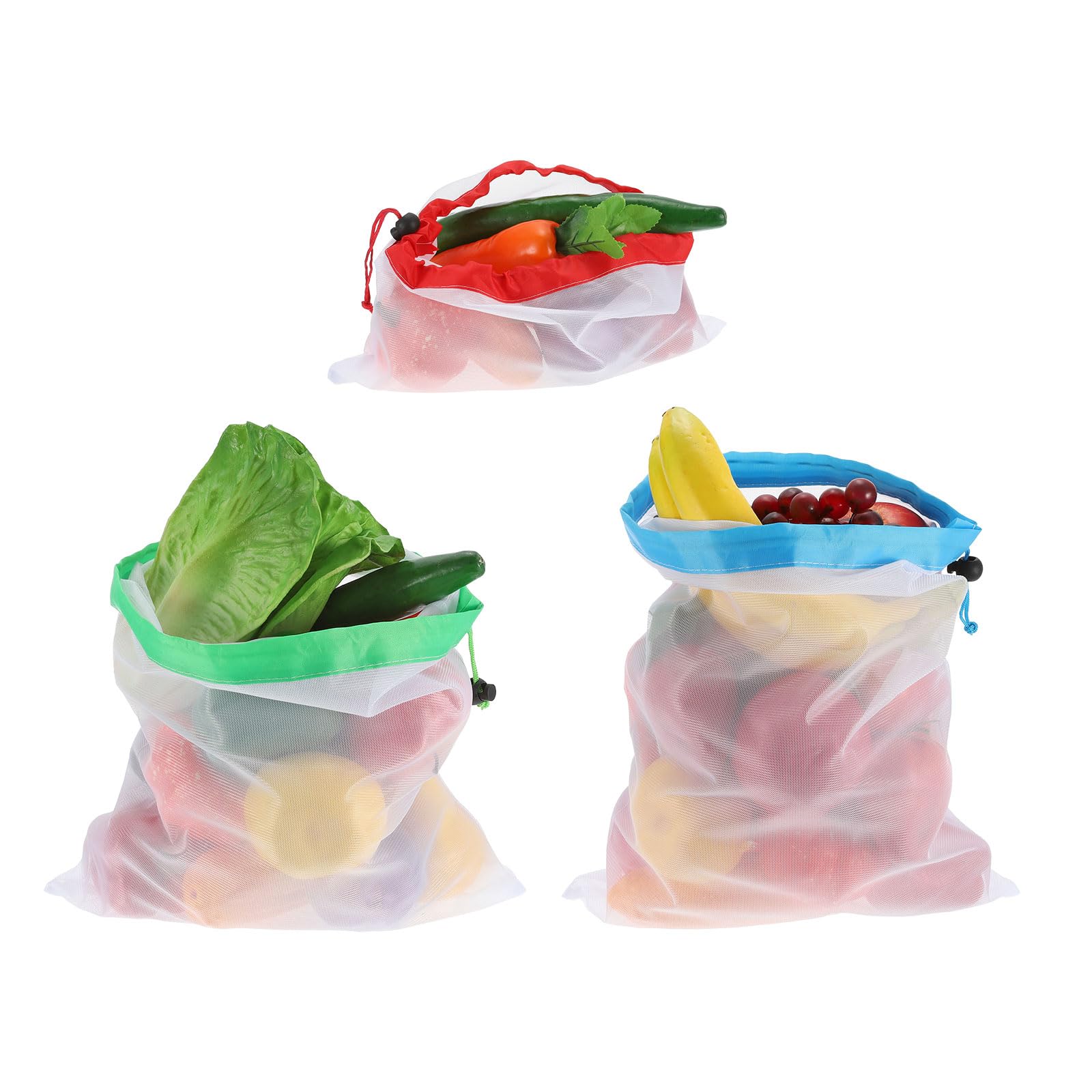 PATIKIL Mesh Produce Bags, 8 Pack 12x8 Inch Reusable Produce Bag Drawstring Washable See-Through Grocery Bags for Fruits Veggies Shopping Storage, Red - Image 4