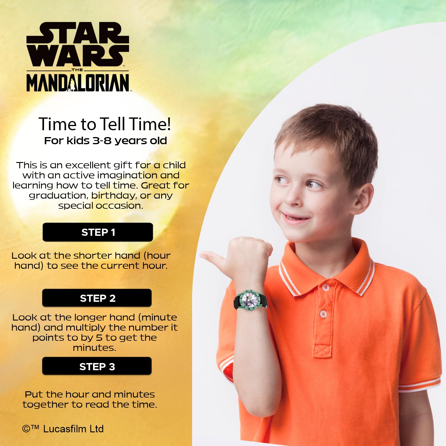 STAR WARS The Mandalorian Kinder-Armbanduhr mit Quarzuhrwerk, analog, mit Nylonarmband