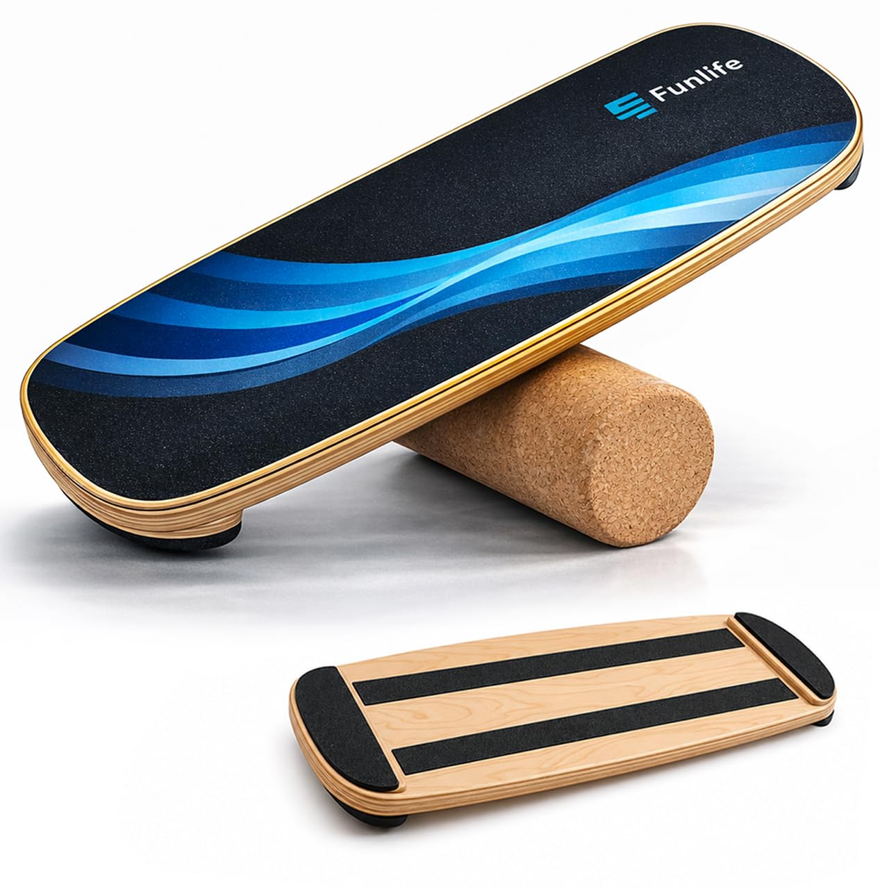 FunLife Planche d'équilibre en bois – Entraînement de base, fitness et stabilité