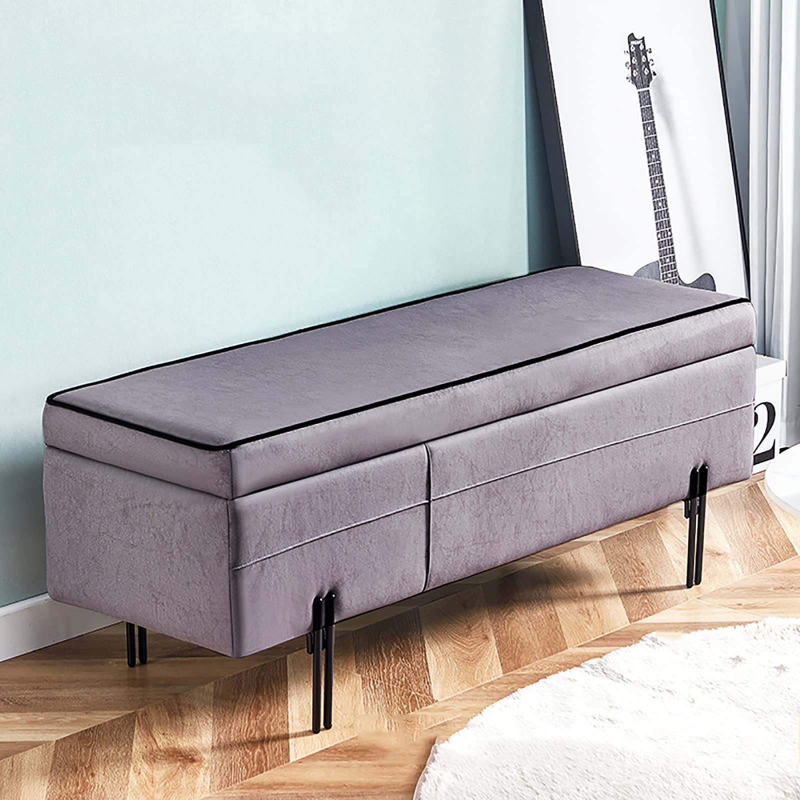 Banc ottoman moderne en similicuir 100cm pour salon et entrée