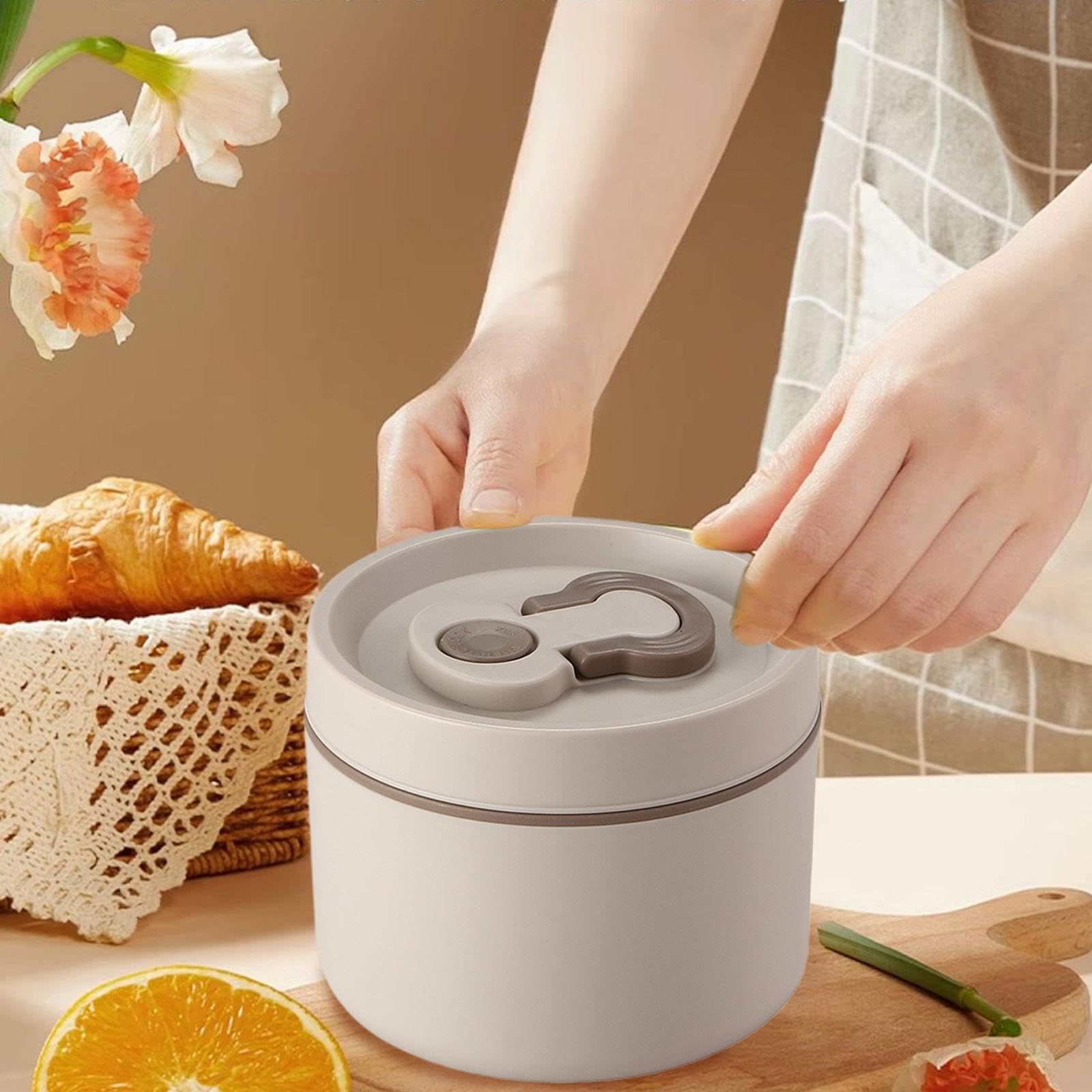 Portapranzo in Acciaio Inox, Contenitore Termico per Alimenti, Contenitore per la Preparazione dei pasti, Contenitore Portatile per Alimenti, Acciaio Inox