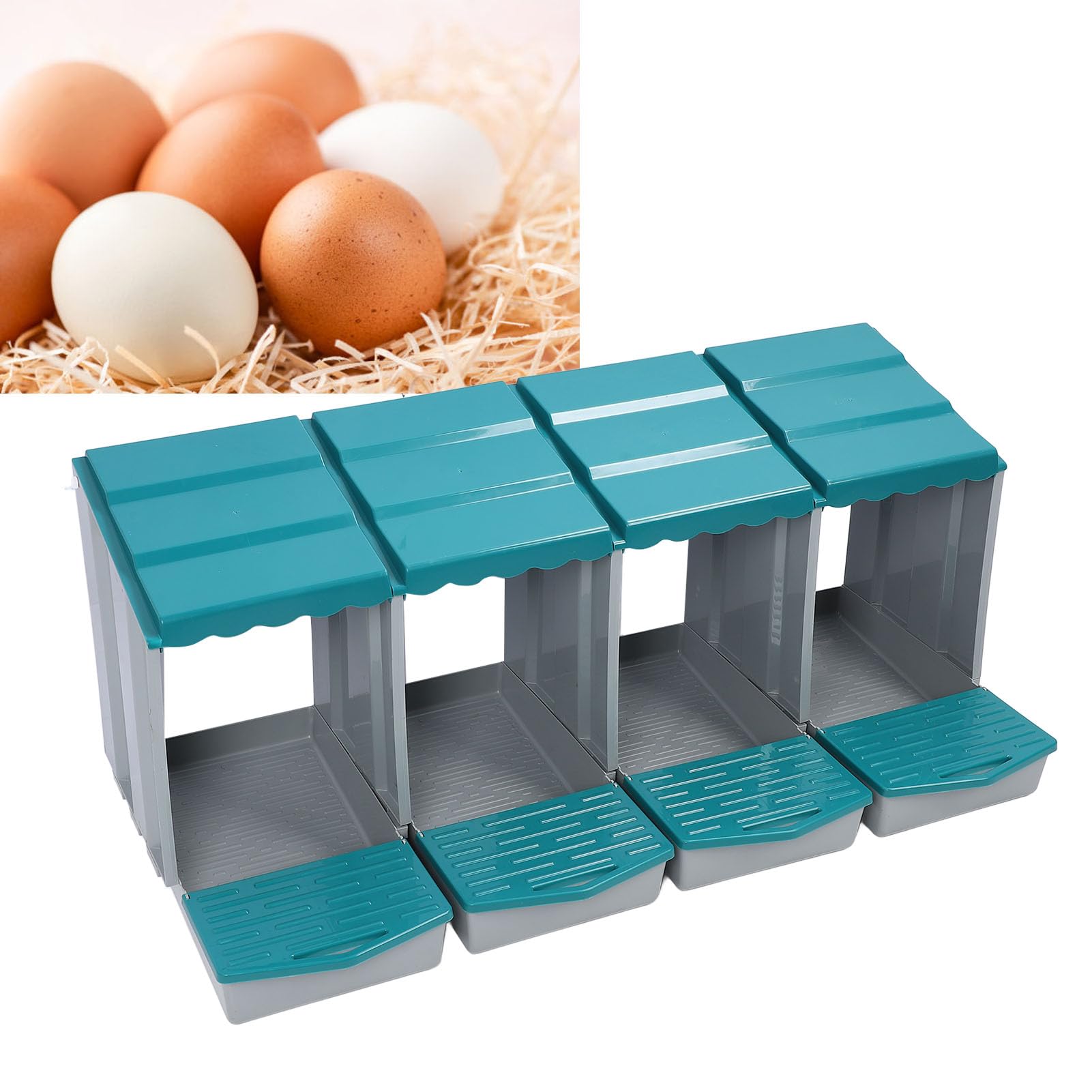 Caja Nido para Pollos PP, Caja para Poner Huevos de Gallina, Caja Nido de Metal, Soporte de Pared para Gallinas, Patos, Aves de Corral, Equipos de Gallinero con Orificios de (4