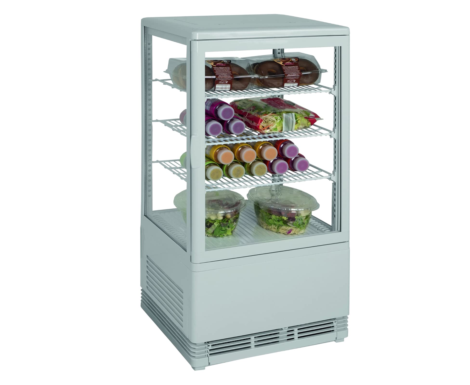L2G - Vitrine refrigeree 0°c/+12°c - Blanche - 68 litres - 4 niveaux.