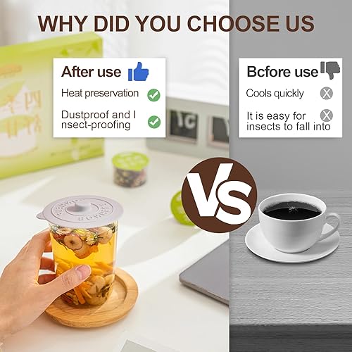 Miniatura 7 de Fundas de silicona (juego de 3), tapas de silicona multicolor para tazas, tazas, teteras, fundas flexibles para tazas, tapas de tazas calientes para