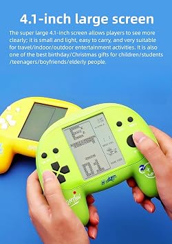 JXD Handle Brick Game Console 4.1Inch Great Grip Feeling 2574 in 1 Retro Puzzle Block Games Handheld Game Player for Travel/Indoor/Outdoor Children/Students/Teens/Birthday (Green)