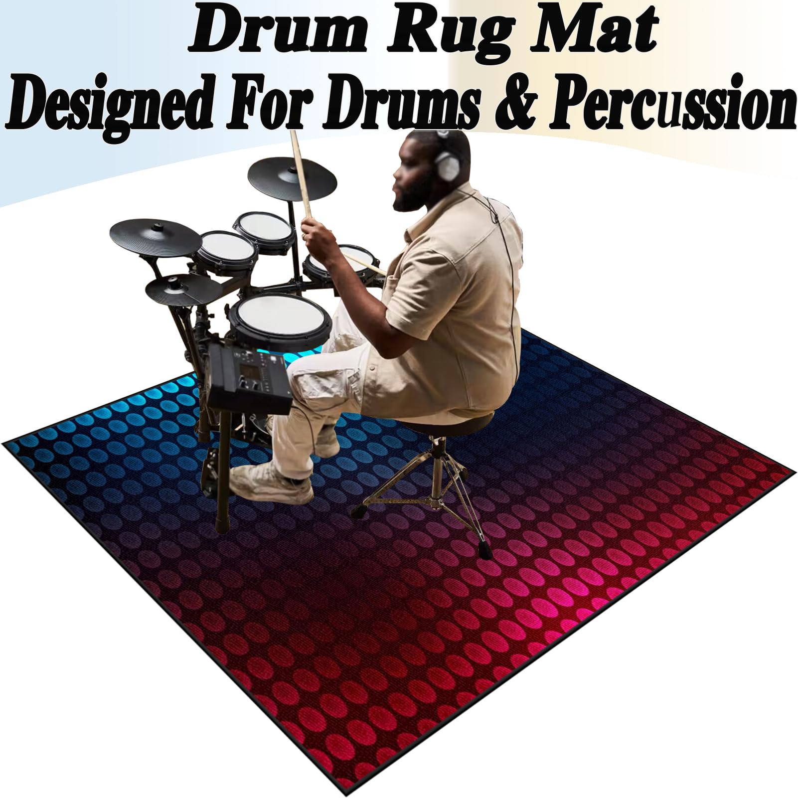 160 x 140 cm Schlagzeugteppich Schallschutz Teppichmatte Trommel Teppiche, Schallschutzmatte, Rutschfeste Drum Matte für Akustik Schlagzeug Bass Drum Elektronisch Snare Musikinstrumente Teppich