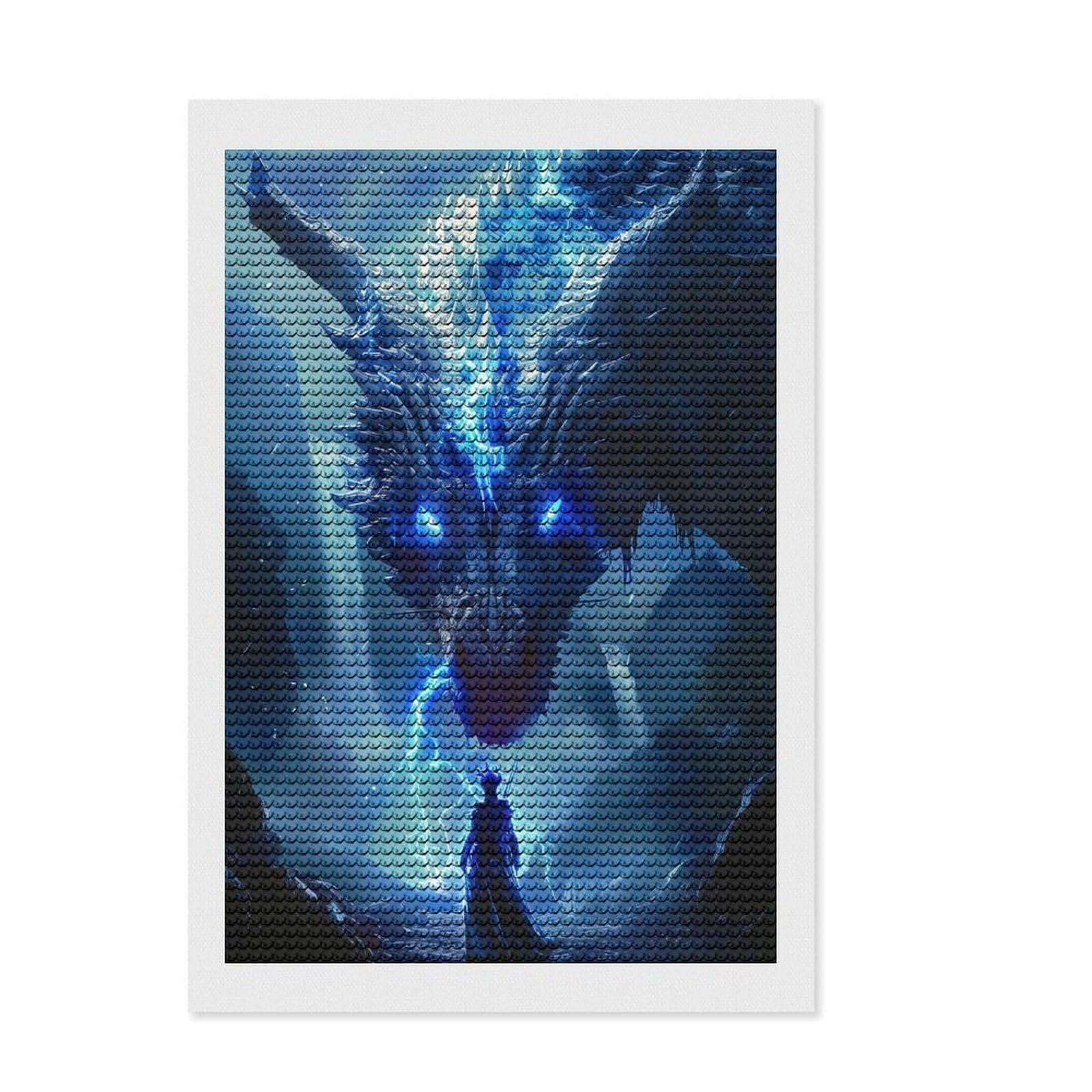 Junmoney Dragon Girl Power Diamond Painting Set 8"x12", with Tool Kit, Aesthetic Room Decor, Vintage Style Decor, Relaxing Handmade Project