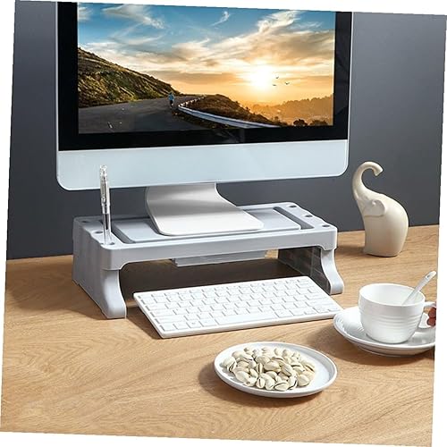 Miniatura 6 de Multifunctional Monitor Stand Riser with Organizer for Desktop Laptop Tv Space-saving Elevated Shelf for Office and Home Use Grey Computer Screen