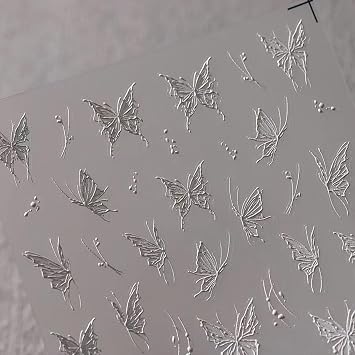 3D Embossed White Flower Nail Art Stickers, Self-Adhesive 5D Nail Decals for Nail Art Design, 1 Sheet of Nail Decorations