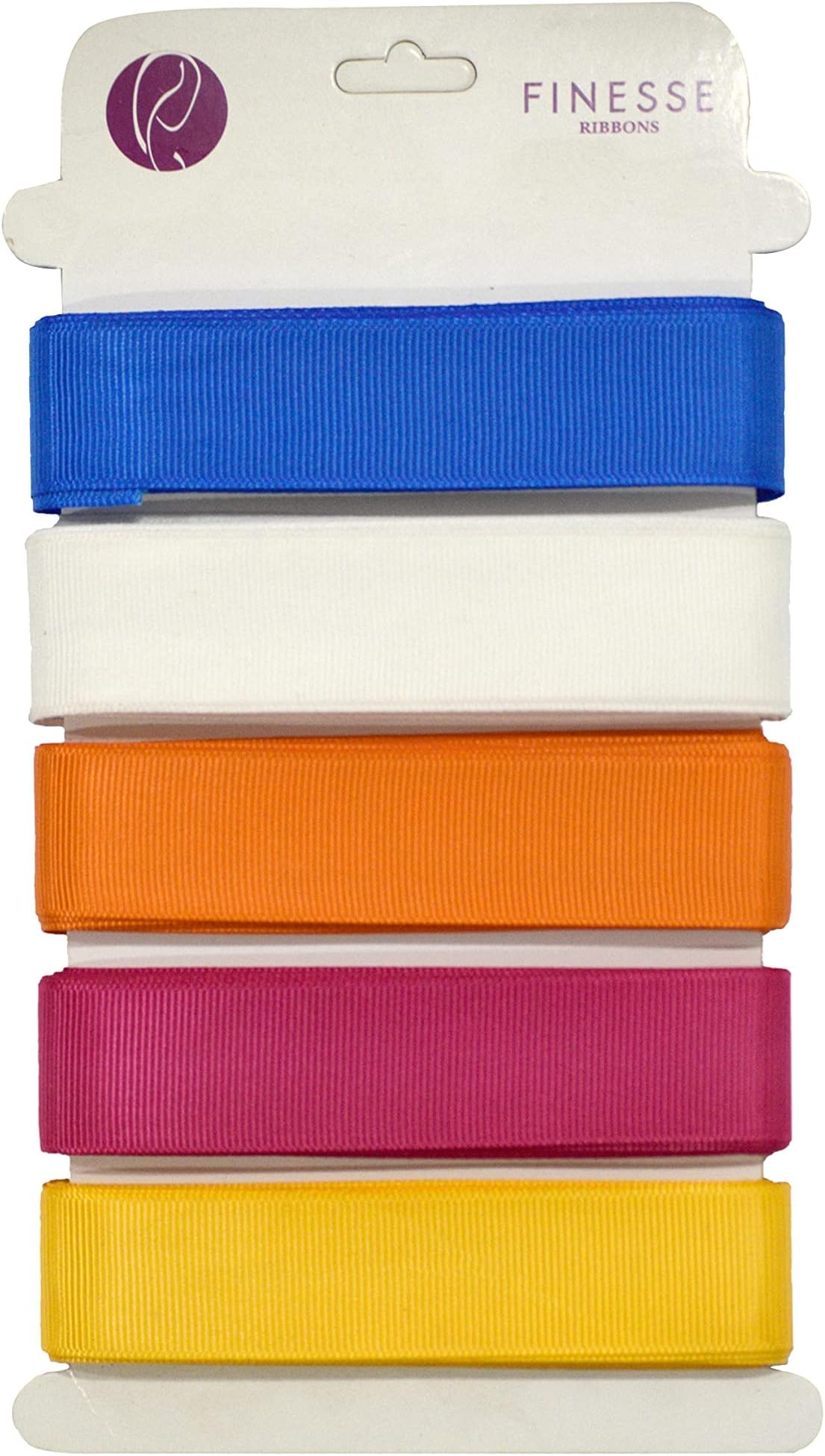 Finesse Grosgrain Ribbon Decoration, Multi-Purpose Use, Gift Wrapping (Multicolor, Size : 1 Inch) Pack of 5