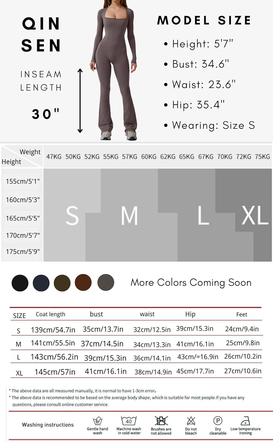 QINSEN Jumpsuits for Women Square Neck Wide Leg Full Length Romper Playsuit - Image 6