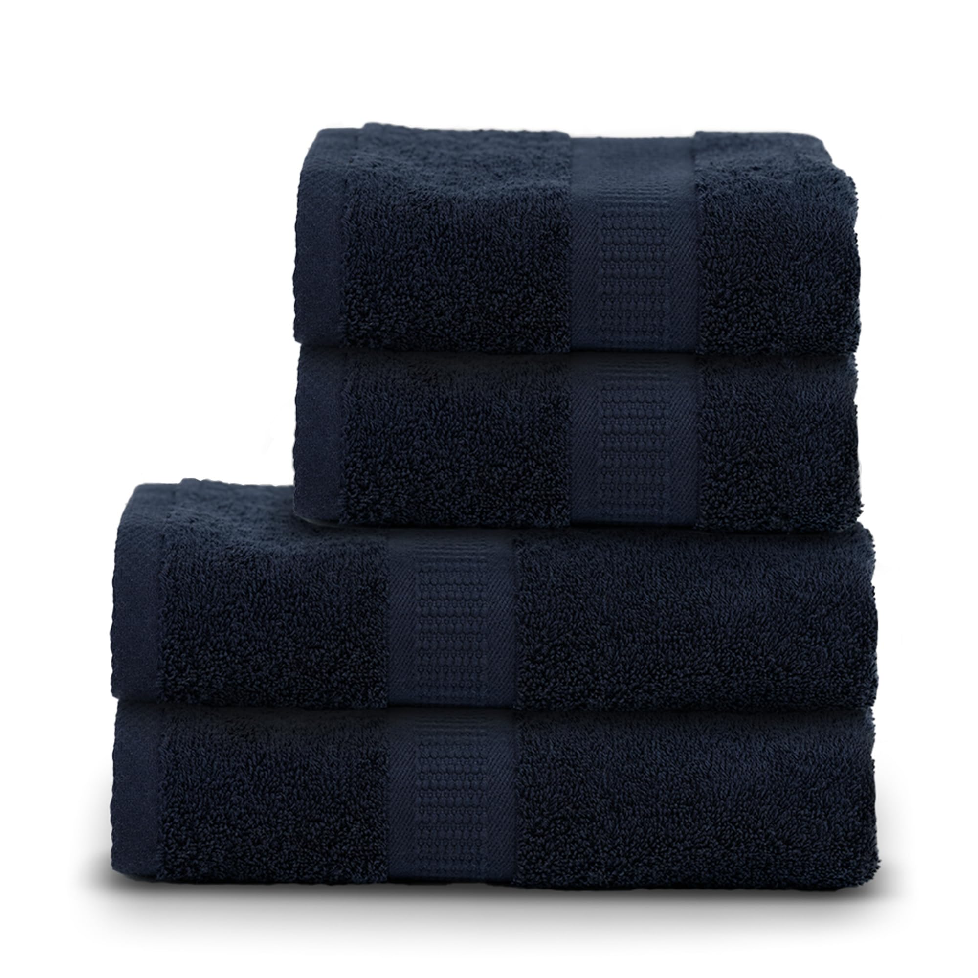 Serviettes de toilette 100% coton lot de 4 bleu marine pour la salle de bain
