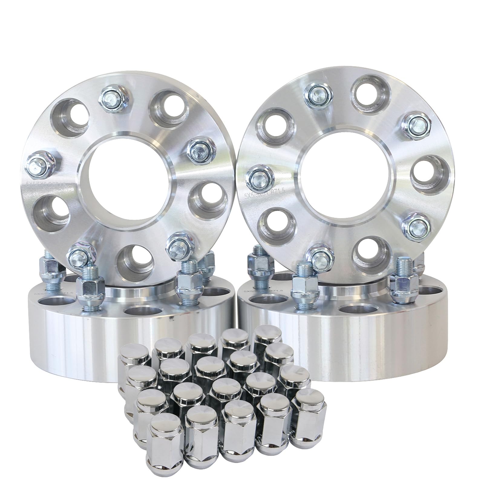 4 Qty 1.5" Wheel Spacers Adapters 5x5 Hubcentric Studs 1/2x20 + 20 Qty Lug Nuts - Fits Jeep Wrangler JK Rubicon