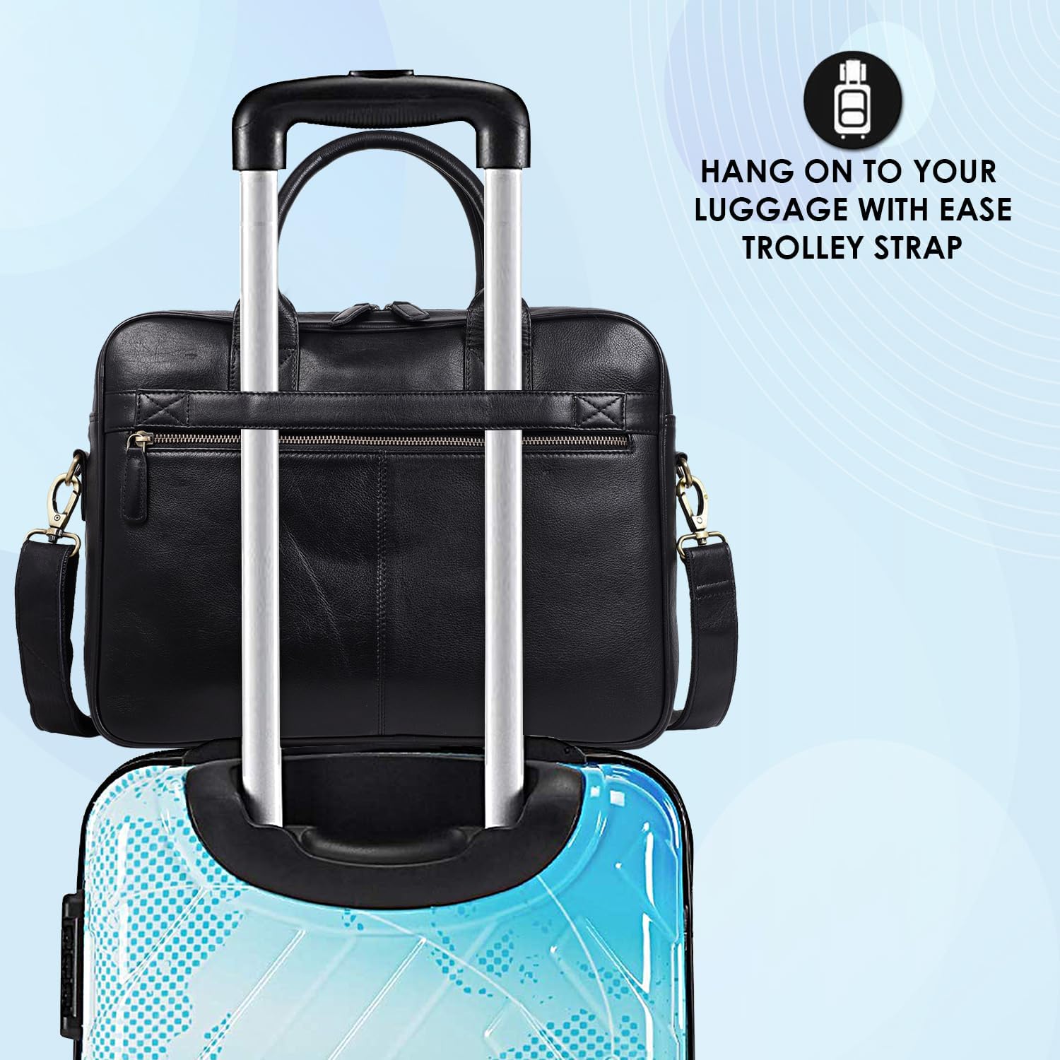 TRISKY Genuine Leather Laptop Bag For Men And Women - 18-inch Mens Leather Messenger Bag Crossbody For Office Business Travel - work bags for men - (Black) - Image 9