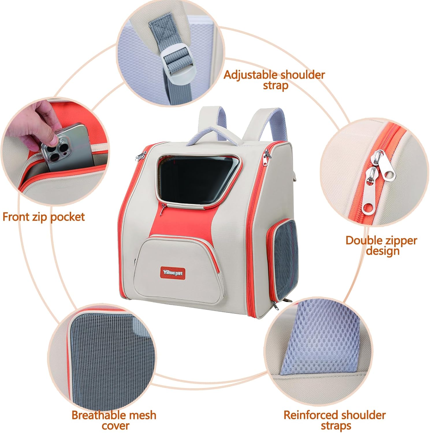 Cat Backpack, Comfortable Dog Backpack for Travel Hiking and Camping, Breathable Pet Backpack, Airline Approved Cat Travel Bag(Khaki)