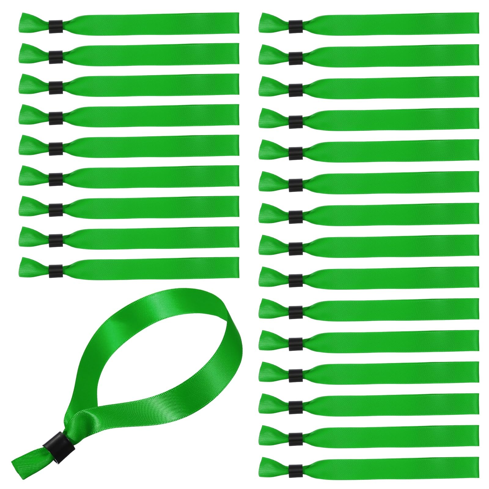 PATIKIL 25 Pcs Disposable Event Wristbands, 6.7 Inch Colored Wrist Bands Cloth Wristbands Events Bracelets for Event Party Club Entrance Concert Camp, Green