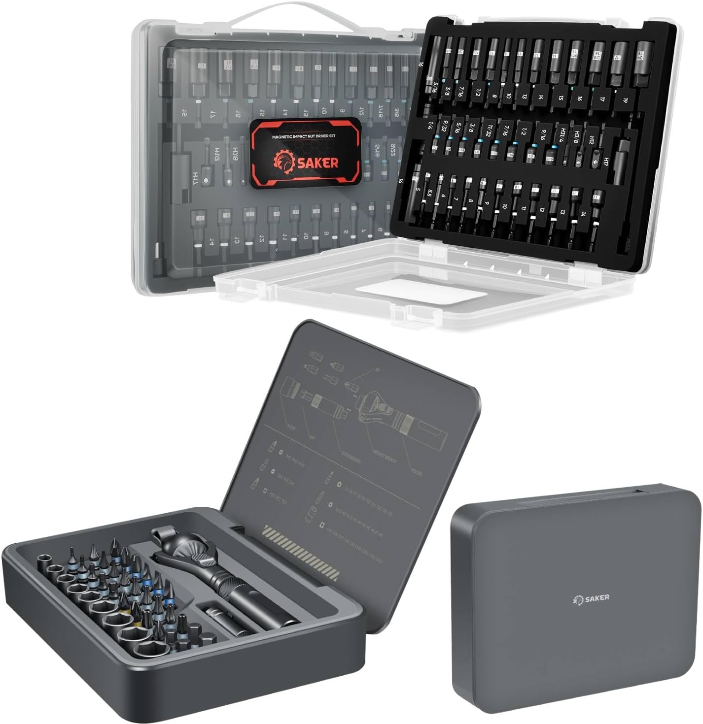 Saker Upgraded Magnetic Screwdriver Set and Saker Magnetic Nut Driver Set