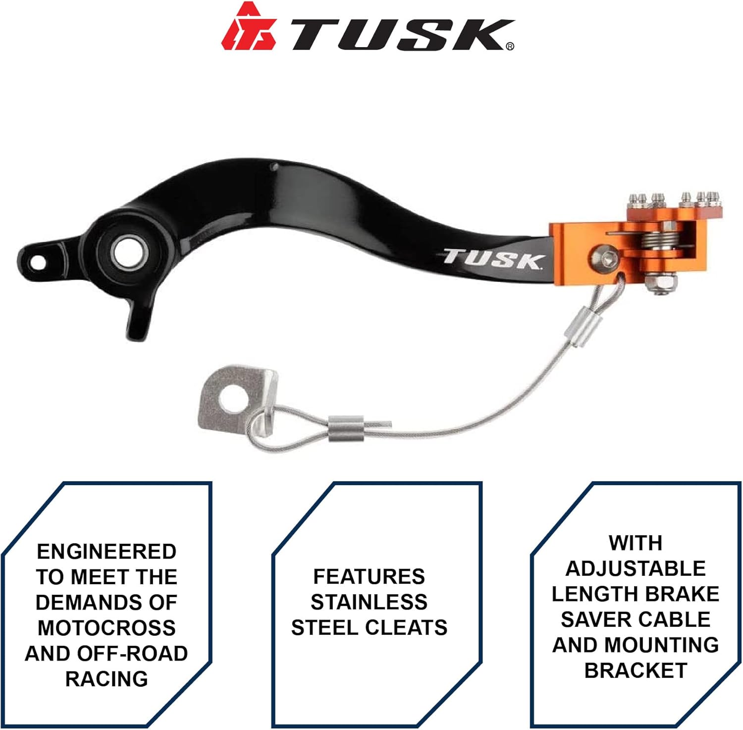 TUSK Aluminum Brake Pedal Orange Tip for KTM 250 SX-F 2016-2022