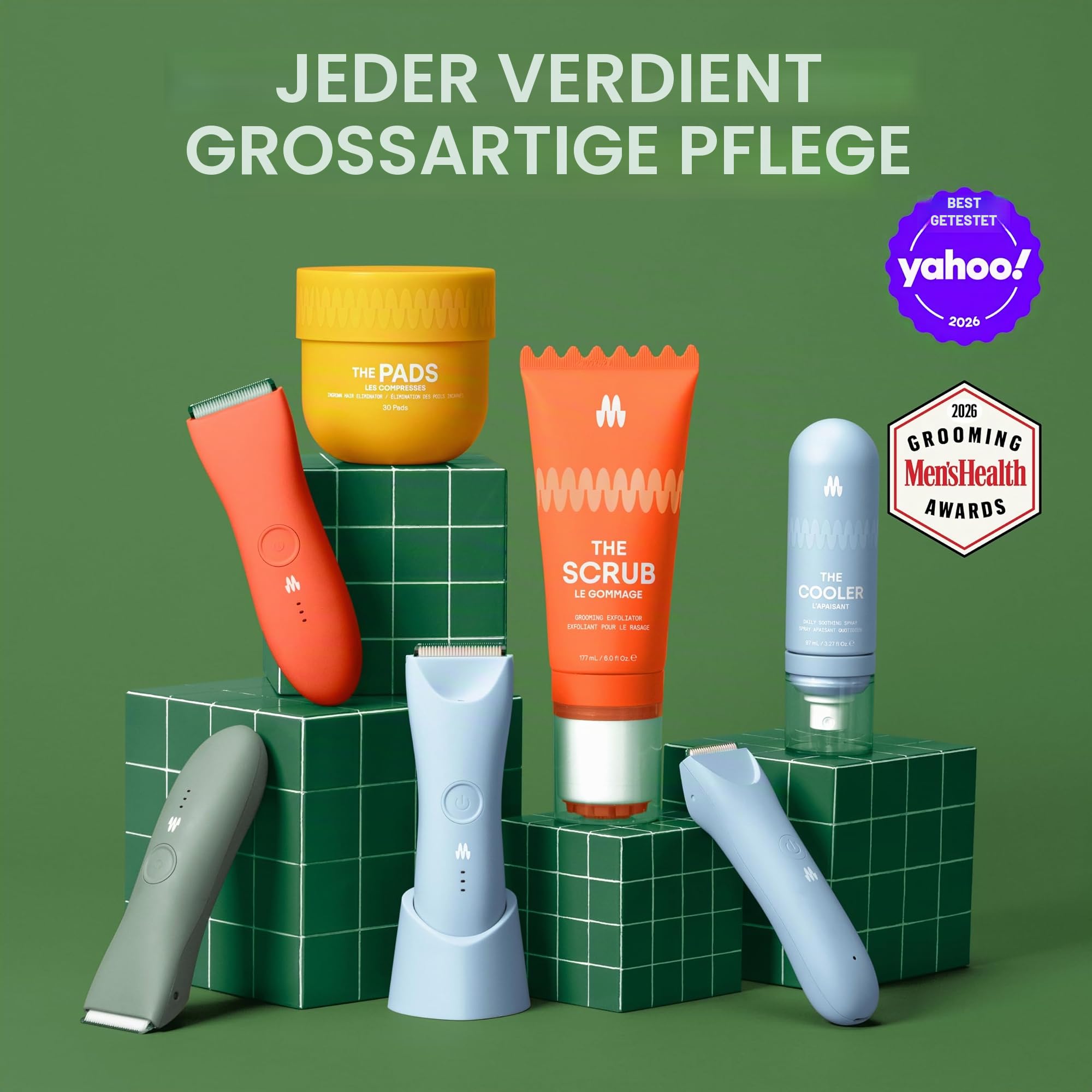 MERIDIAN Schlanker Trimmer, Scham- & Körperhaarschneider, Bikini-Haarentfernung, keine Kerben, Rasierverbrennung, keine Eingewachsenen, Ergonimisches Design, Wet/Dry Tech, LED-Strahler, Salbei