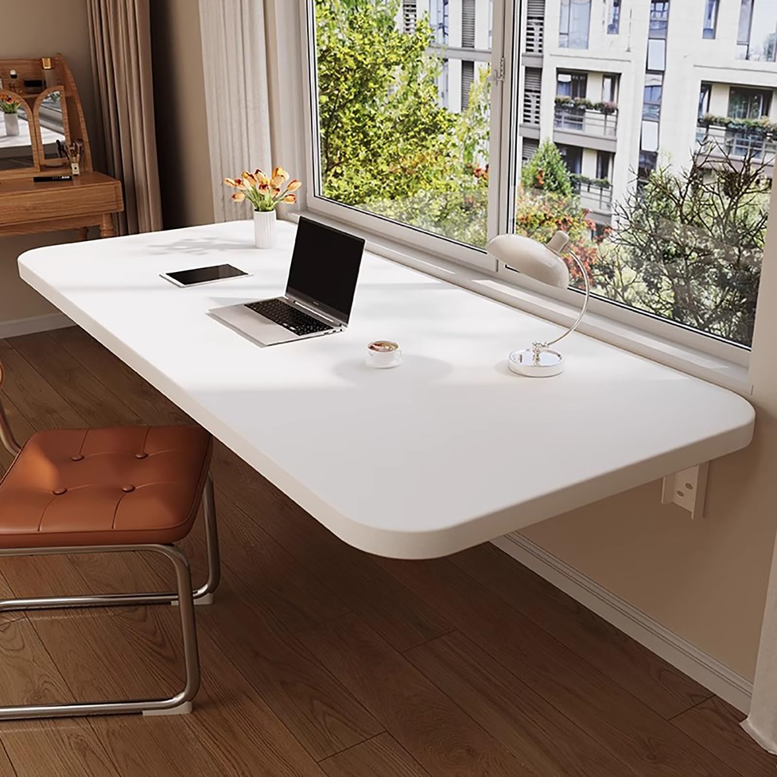 Table pliante murale gain de place idéale pour bureau et buanderie