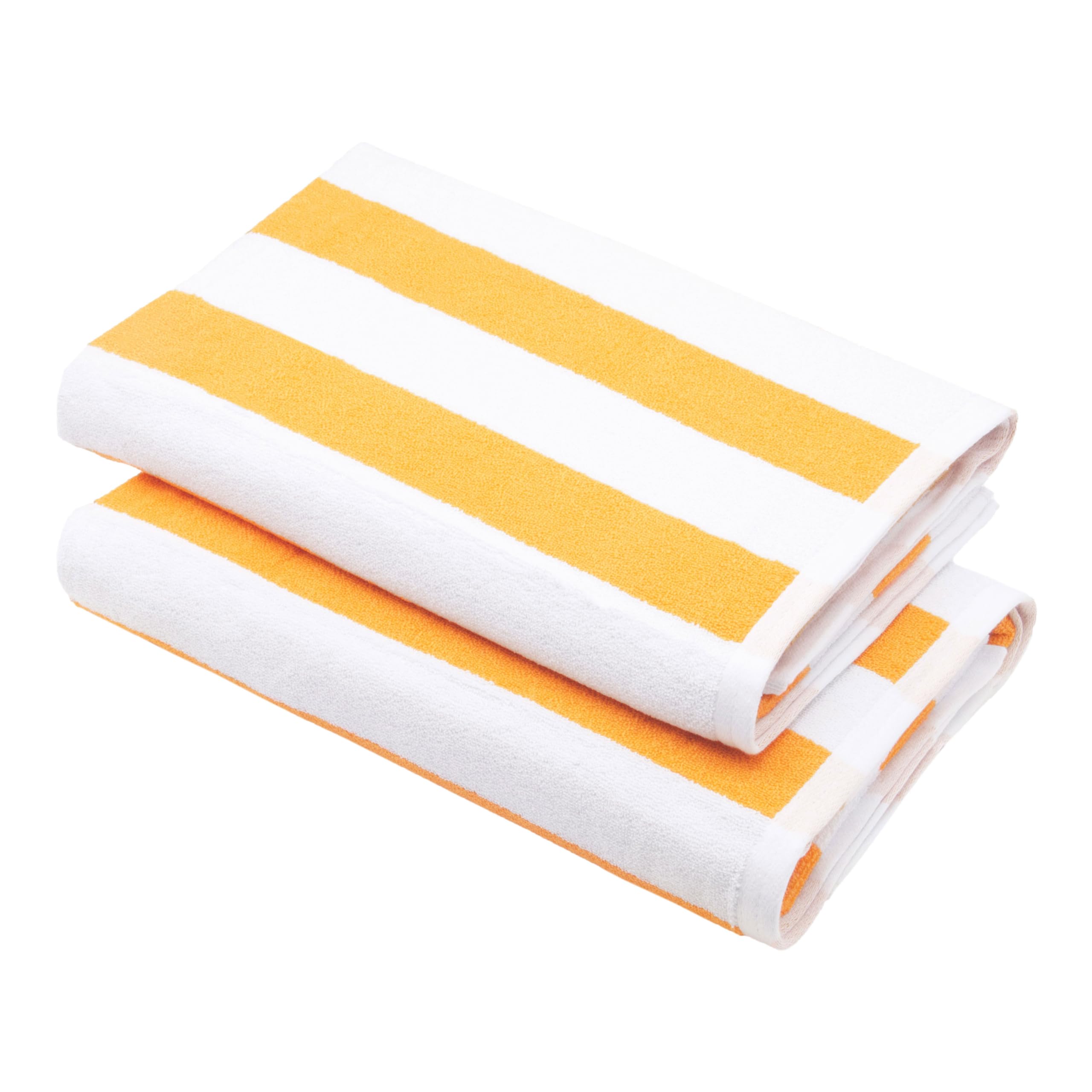 ZOLLNER Juego de 2 Toallas de Playa - Toallas de baño Resistentes y absorbentes en 70x180 cm - Lavables hasta 95°C - algodón - diseño Atemporal a Rayas en Amarillo - Certificado Oeko Tex