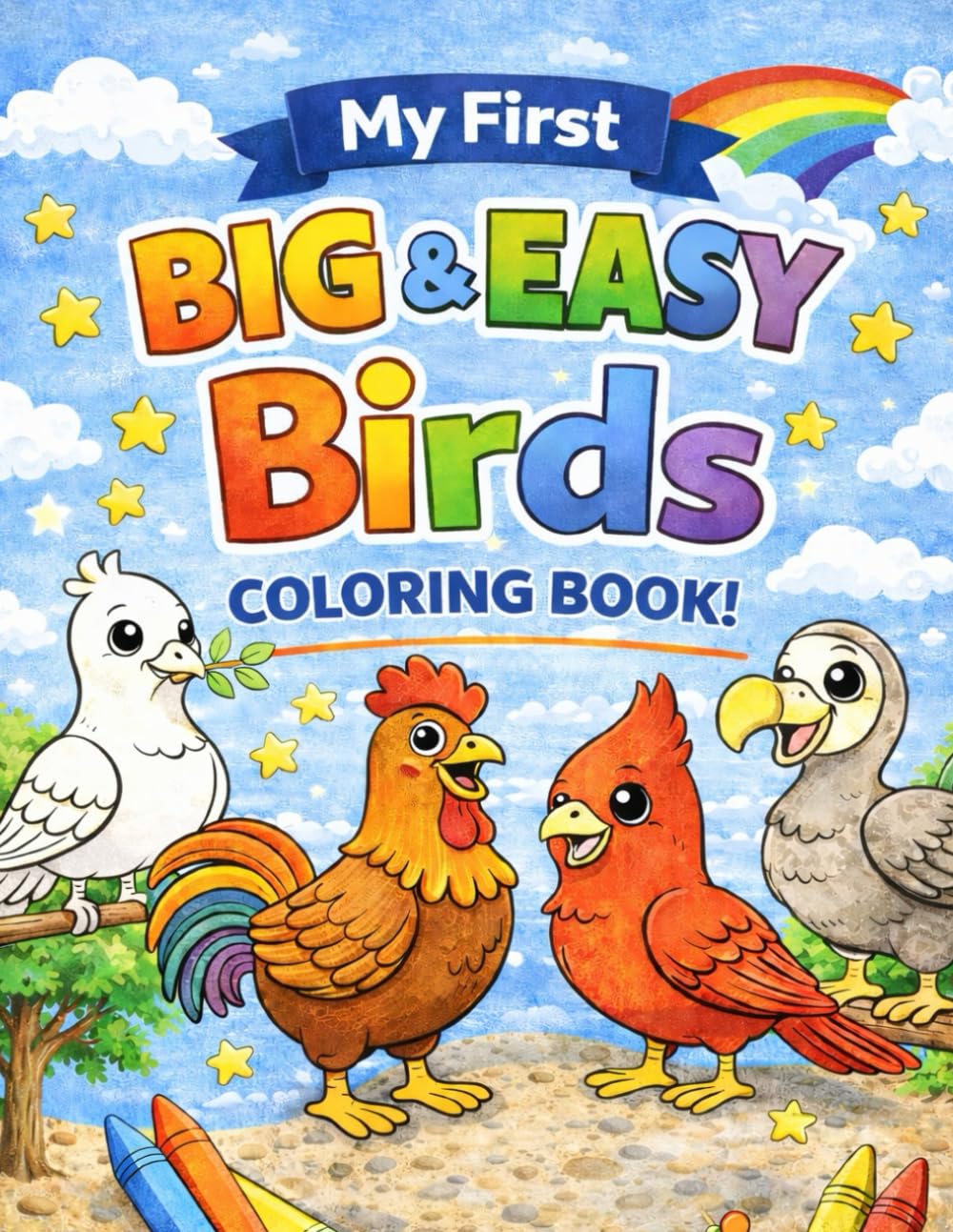 Big & Easy Birds Coloring Book for Toddlers (Ages 2–5): A Fun and Simple Coloring Book with Big Pictures and Thick Lines for Little Hands