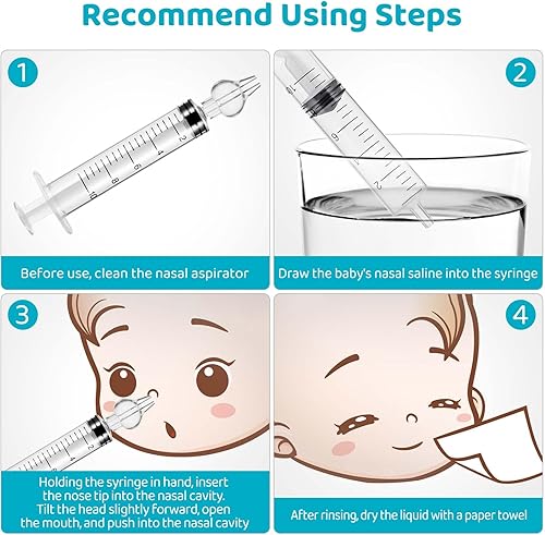 Miniatura 5 de Aspirador nasal para bebé, jeringa nasal para jeringa de bebé, irrigador nasal con punta de succión nasal de silicona reutilizable limpiable,
