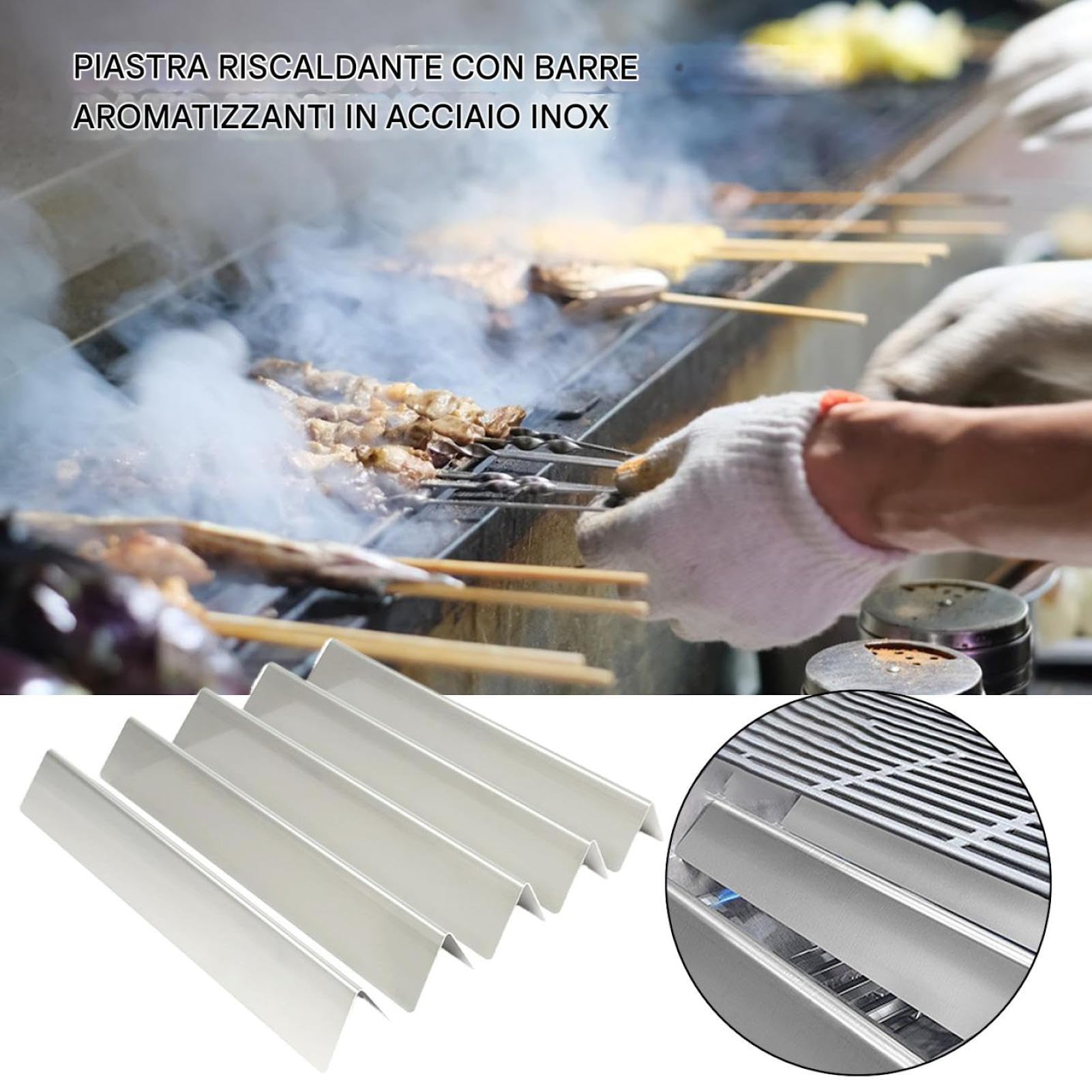 Generico Flavorizer Bars | 5er-Set Flavorizer Grillroststäbe - Aromagitter Grillzubehör für Haushalt Outdoor Camping Grillen