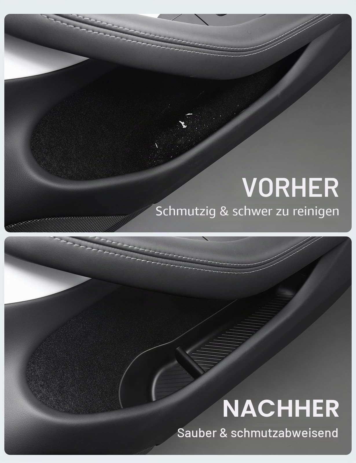 BASENOR 2024-2026 Tesla Model 3 Türseitenaufbewahrungsbox, Türfach-Einsätze, TPE-Organizer-Tray-Schutz für vordere & hintere Seiten, TPE-Zubehör-Set (4 Stück) für Model 3 Highland