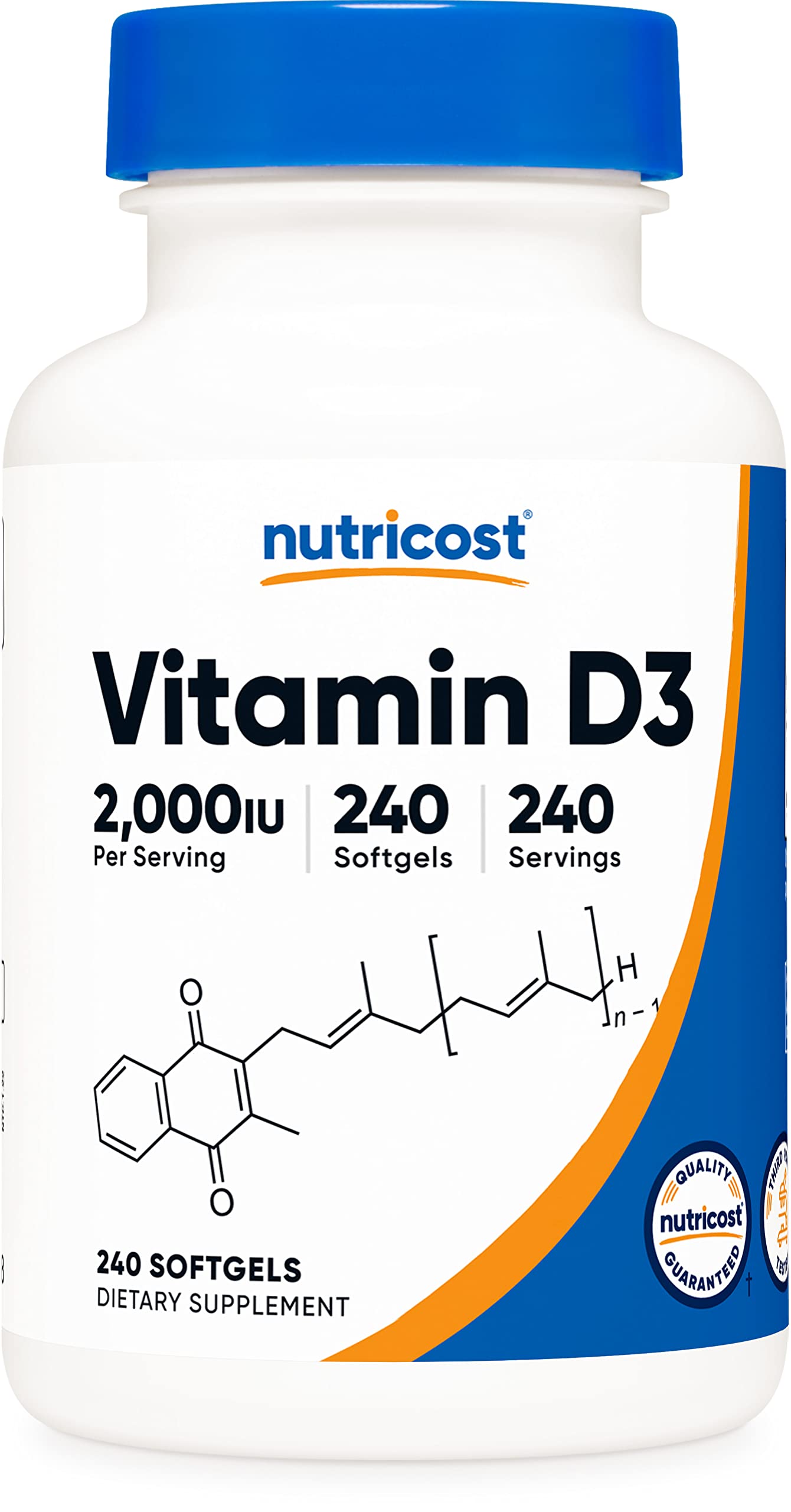 Nutricost Vitamin D3 2000 iu Softgels, 240 Softgels - Non-GMO & Gluten Free