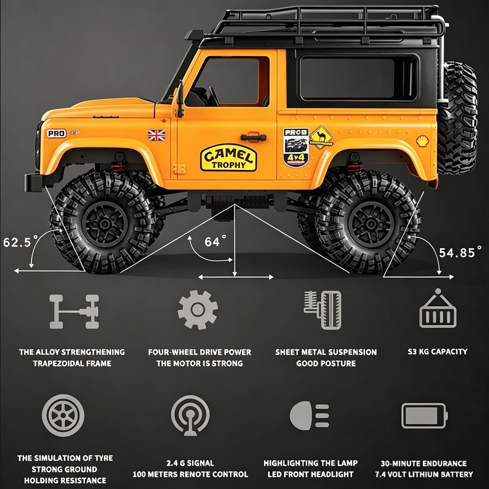 Goolsky Rastreador de Roca MN-D90 1/12 4WD 2.4G Control Remoto de Alta Velocidad Fuera de Carretera Camión RC Car Led Light RTR