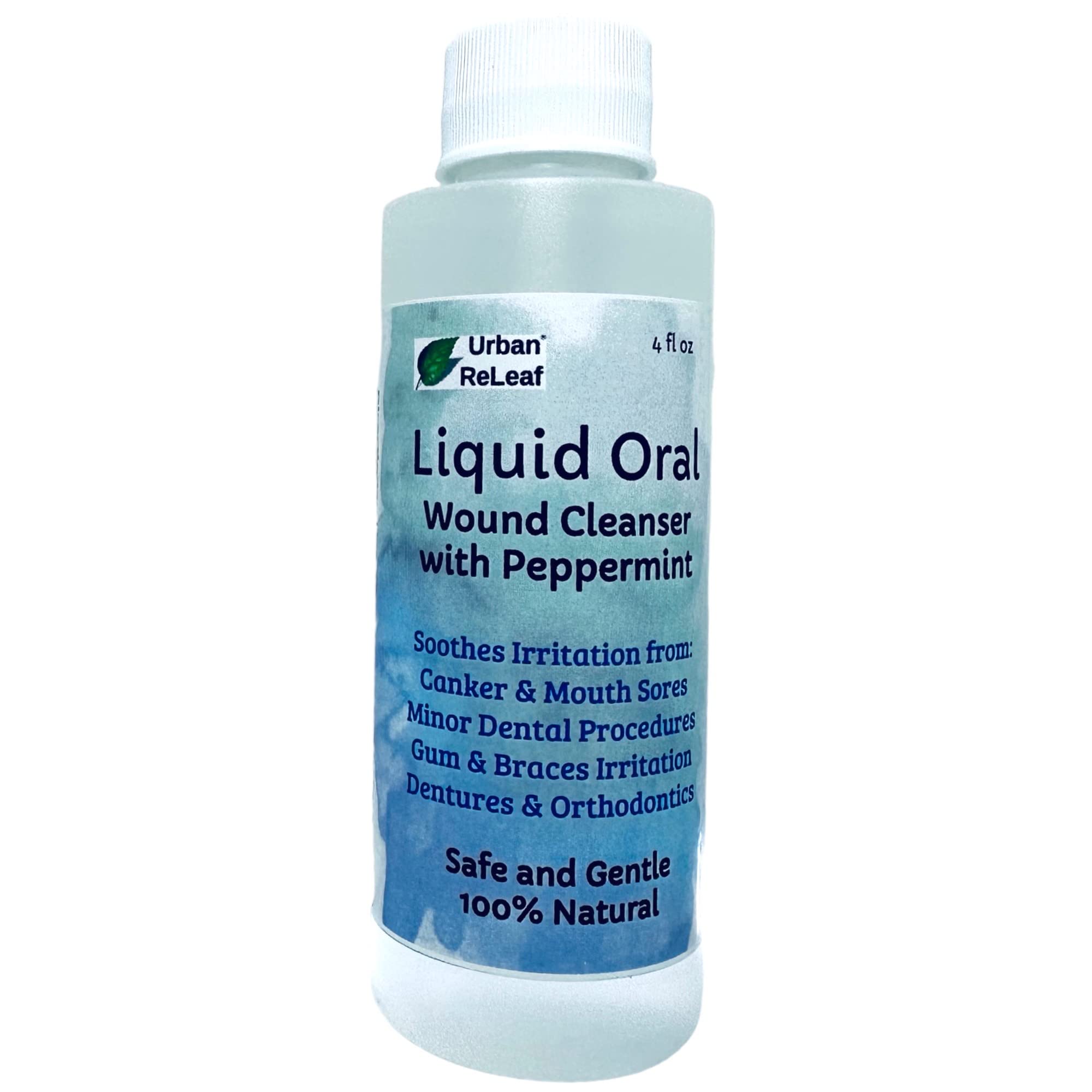 Limpiador líquido oral para heridas con menta. Alivia la irritación. Acelera la curación. Remojo de sal marina natural. Trabajo dental, aparatos ortopédicos, boca, encías, aftas bucales,