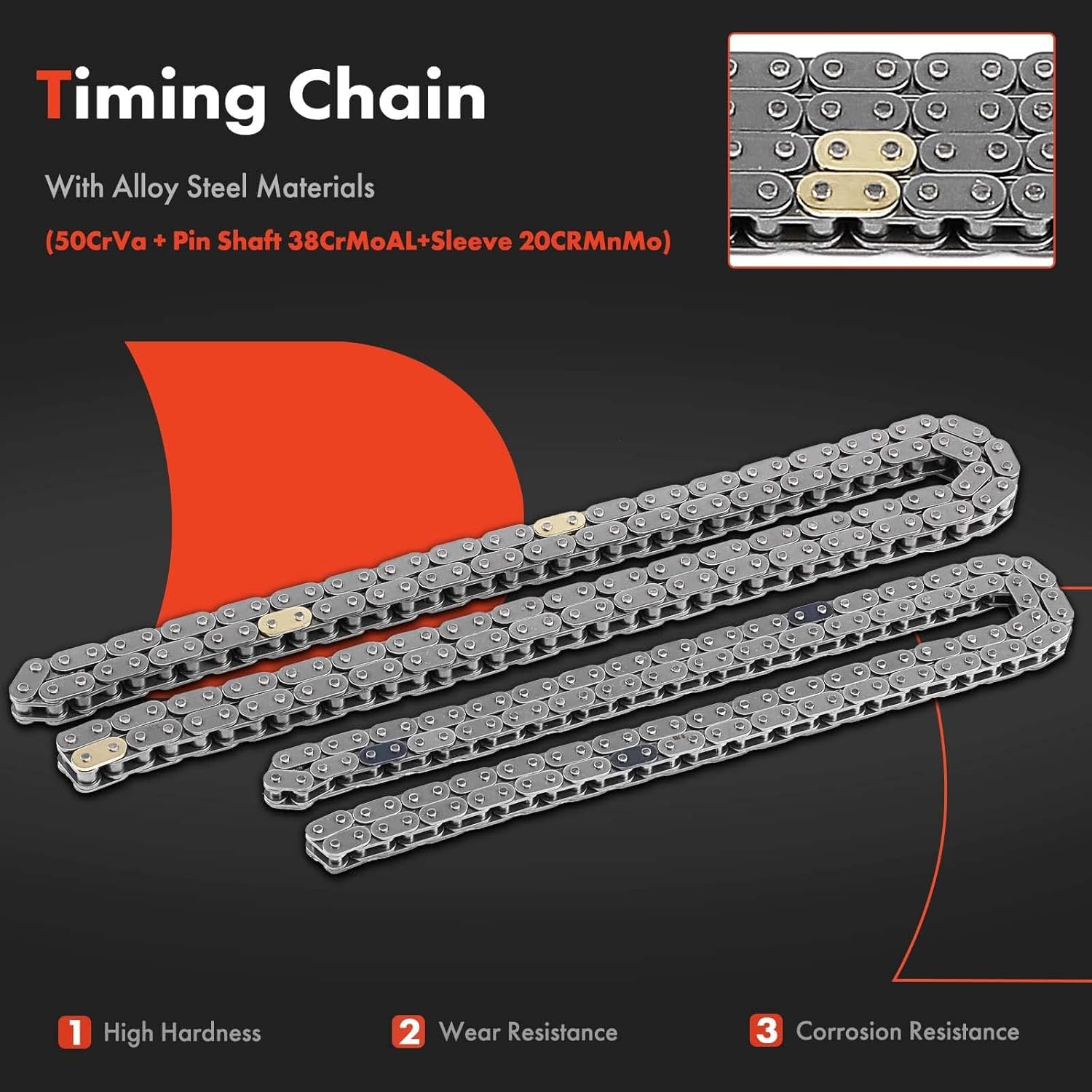 A-Premium Engine Timing Chain Kit W/Tensioner [fit DOHC, 4Cyl 2.0 2.2 2.4L] Compatible with Chevy & Buick & GMC & Pontiac & Saab & Saturn, fits Equinox, HHR, Terrain, G6, Ion, Sky, Verano, LaCrosse