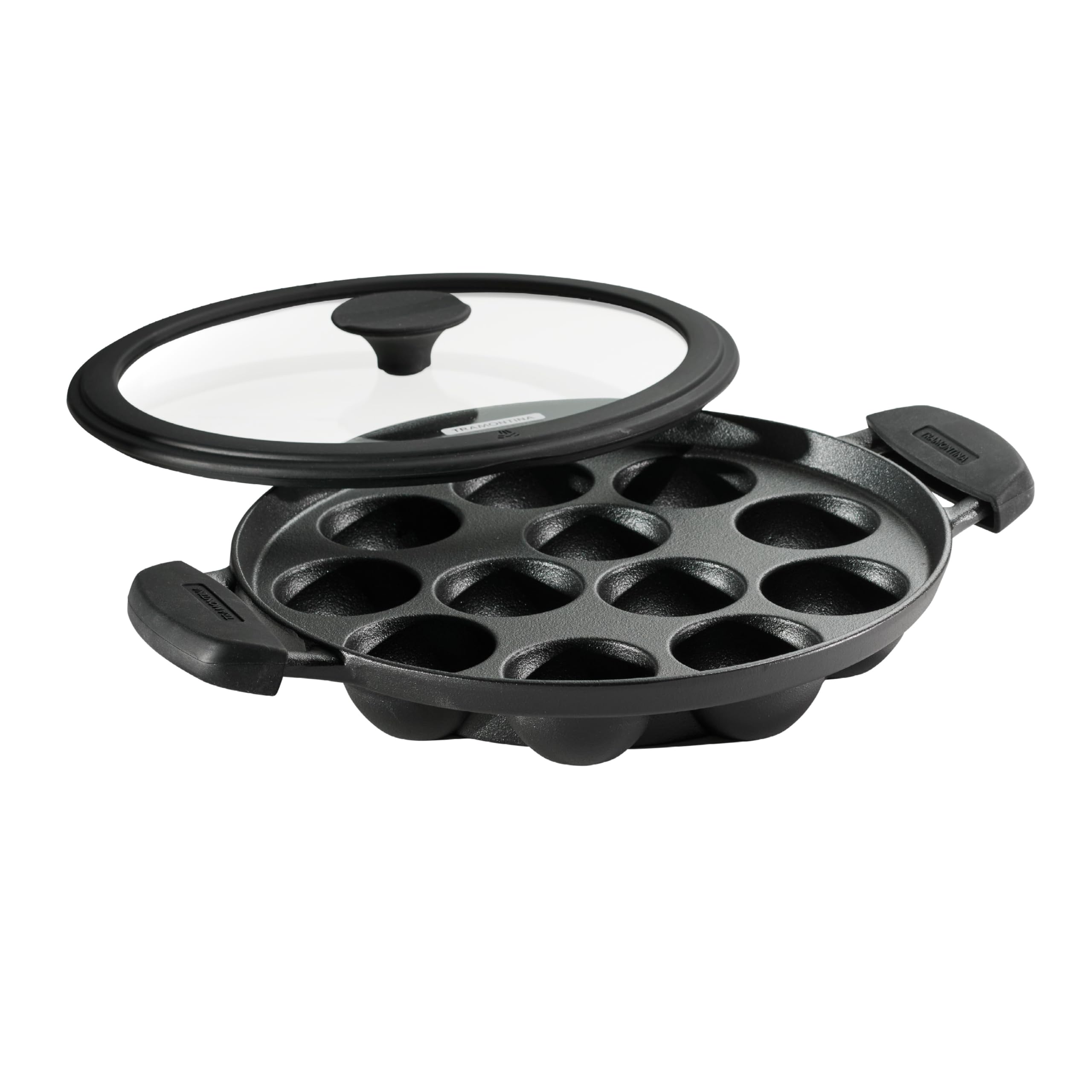 Tramontina 12-hole pre-seasoned cast iron appam pan