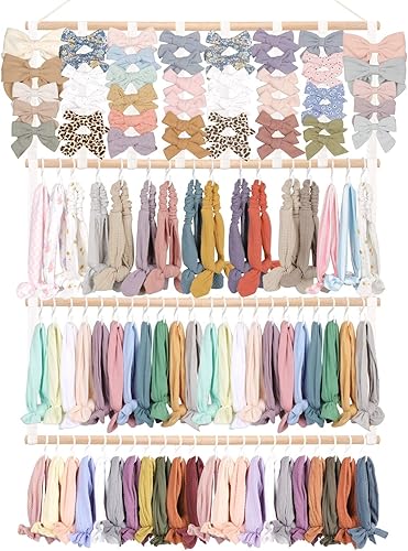 POVETIRE Soporte para diadema para el cabello, organizador de lazos para niñas, diademas de bebé, accesorios para el cabello, organizador de
