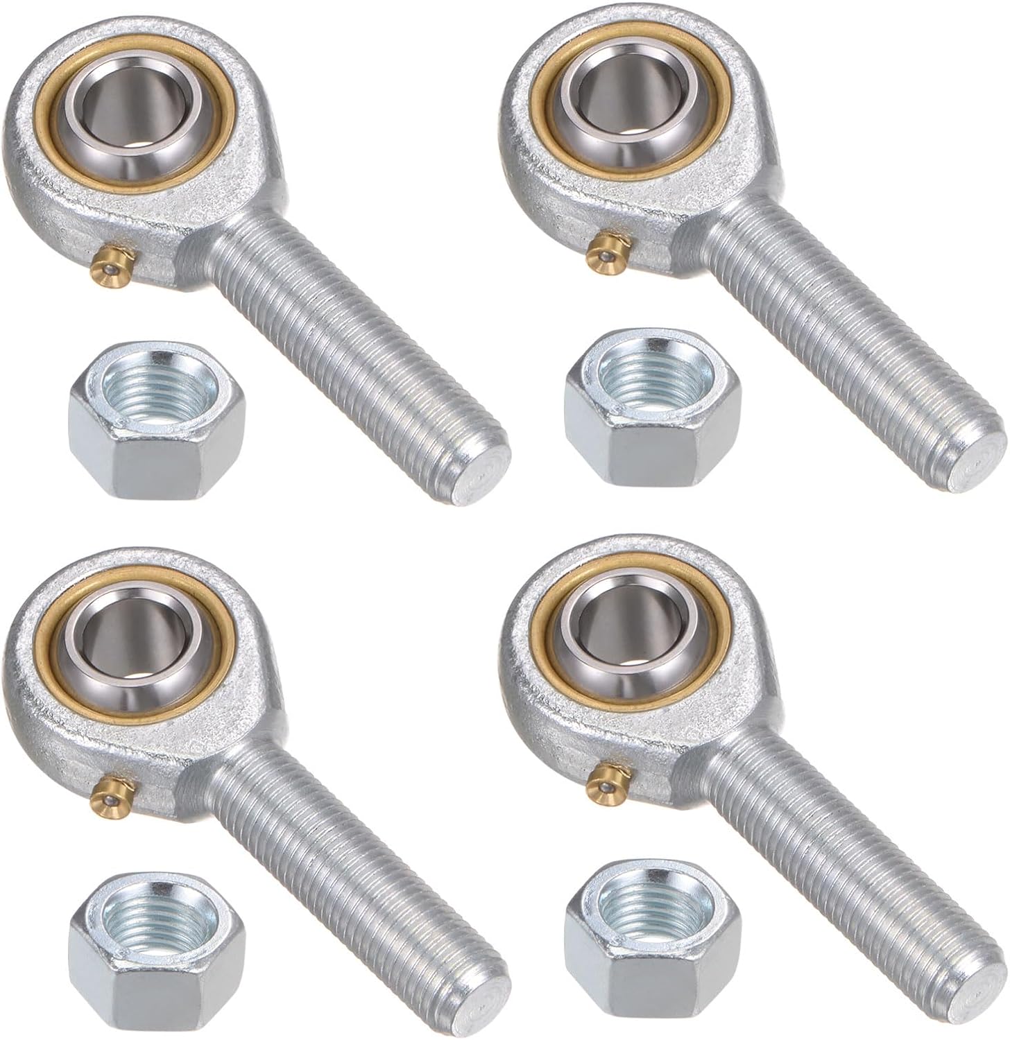 uxcell 4pcs POSB6 3/8" Rod End Bearing 3/8"-24 UNF Male Right Hand Thread, Bearing Steel Rod End Joints with Jam Nut